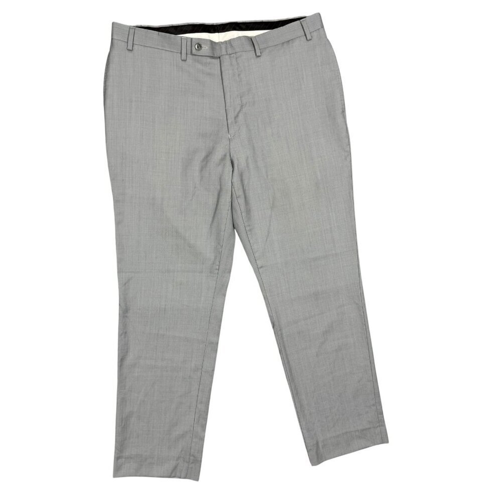 Mens Light Grey Dress Pants Wool Trousers 34x30